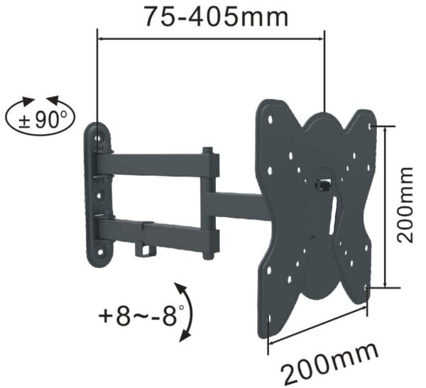 Swivel TV Mount VESA:200x200mm Fit TV Size:17"-42" - Image 2